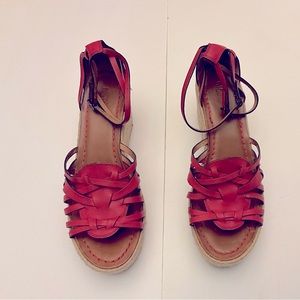 Nicole wedge espadrille women sandals size 10M, 3 inch wedge, salmon color.